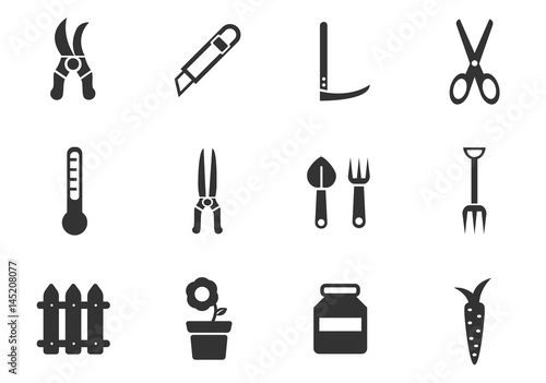 garden tools icon set