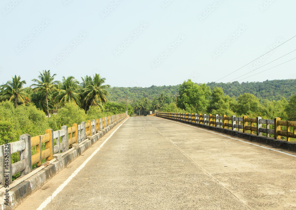 Empty road over a bridge in the tropics Empty road over a bridge in the tropics