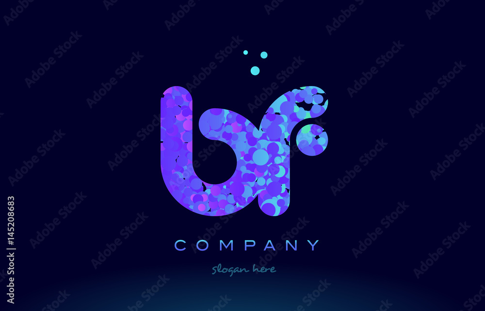 Fototapeta premium bf b f bubble circle dots pink blue alphabet letter logo icon vector