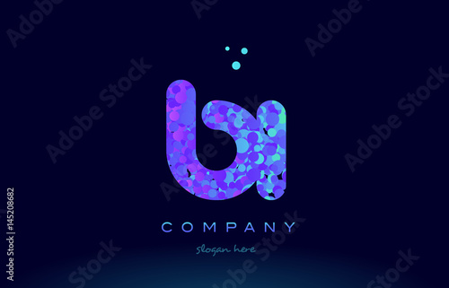 bi b i bubble circle dots pink blue alphabet letter logo icon vector
