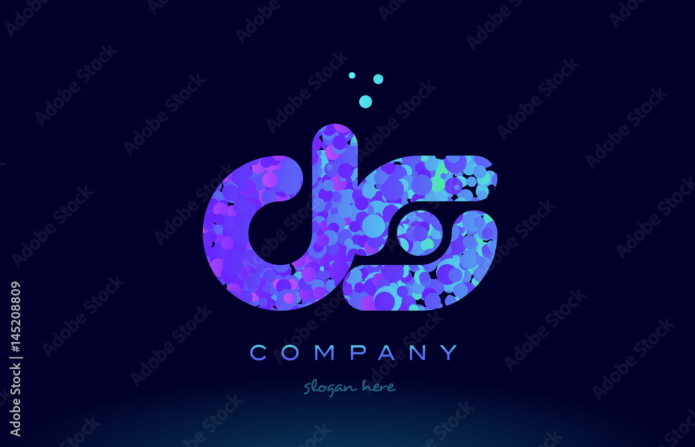Fototapeta premium ds d s bubble circle dots pink blue alphabet letter logo icon vector