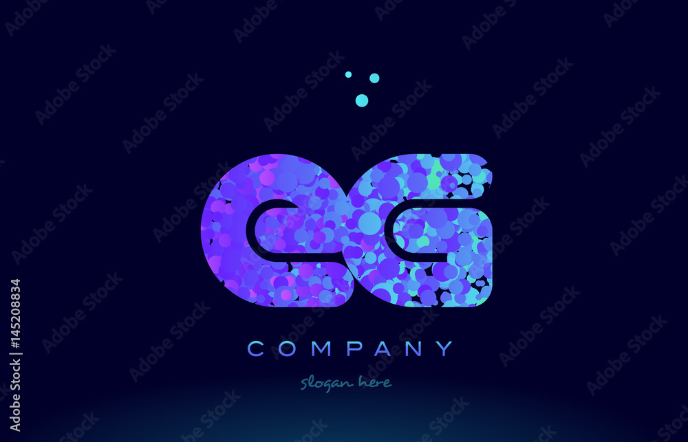 Fototapeta premium eg e g bubble circle dots pink blue alphabet letter logo icon vector