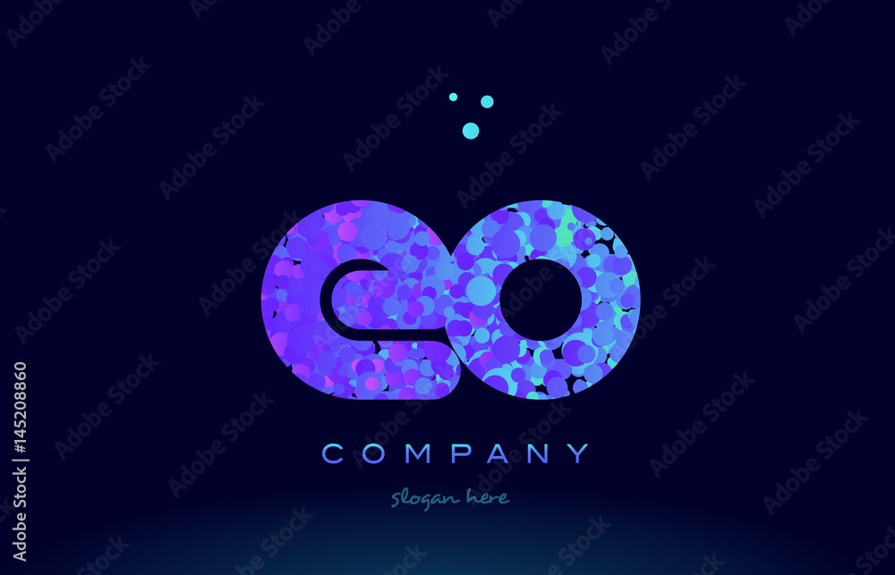 Fototapeta premium eo e o bubble circle dots pink blue alphabet letter logo icon vector