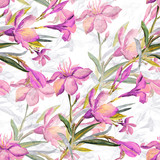 Seamless pattern bouquet of Mediterranean urban flowers on a colored background