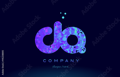 dq d q bubble circle dots pink blue alphabet letter logo icon vector