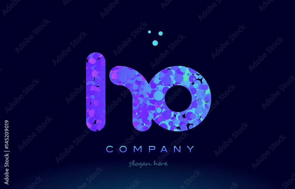 ho h o bubble circle dots pink blue alphabet letter logo icon vector