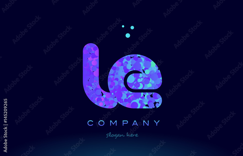 le l e bubble circle dots pink blue alphabet letter logo icon vector le l e bubble circle dots pink blue alphabet letter logo icon vector