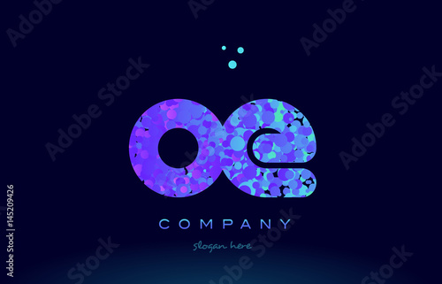 oe o e bubble circle dots pink blue alphabet letter logo icon vector
