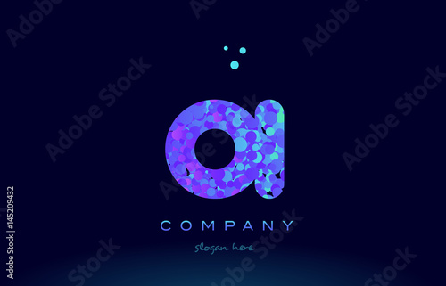 oi o i bubble circle dots pink blue alphabet letter logo icon vector