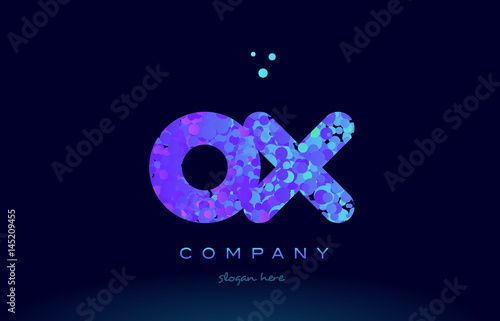 ox o x bubble circle dots pink blue alphabet letter logo icon vector