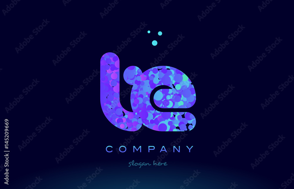 Fototapeta premium te t e bubble circle dots pink blue alphabet letter logo icon vector