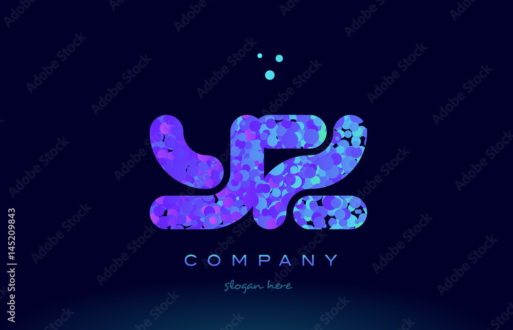 Obraz premium yz y z bubble circle dots pink blue alphabet letter logo icon vector