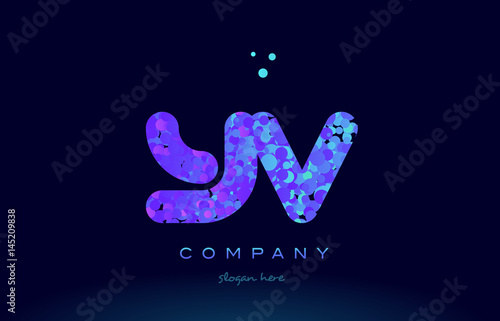 yv y v bubble circle dots pink blue alphabet letter logo icon vector