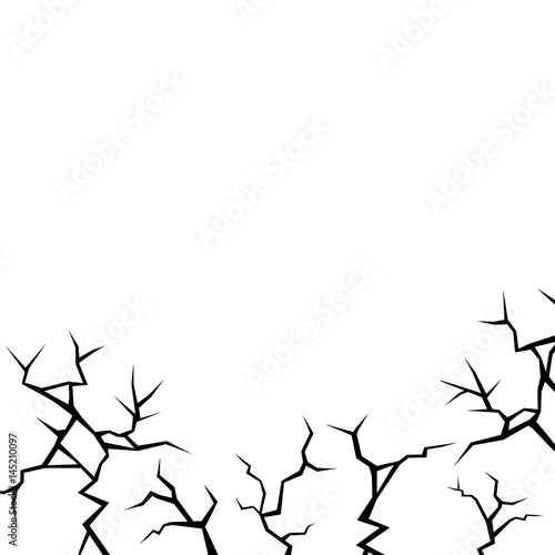 Earth cracks or lightning on white background. Ground texture design.