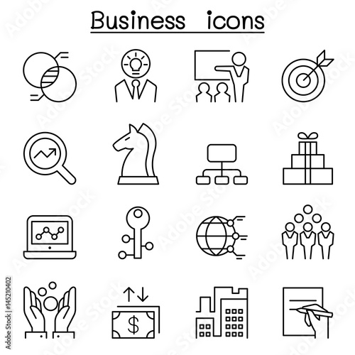 Business icon set in thin line style