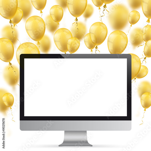Monitor Golden Balloons White Cover