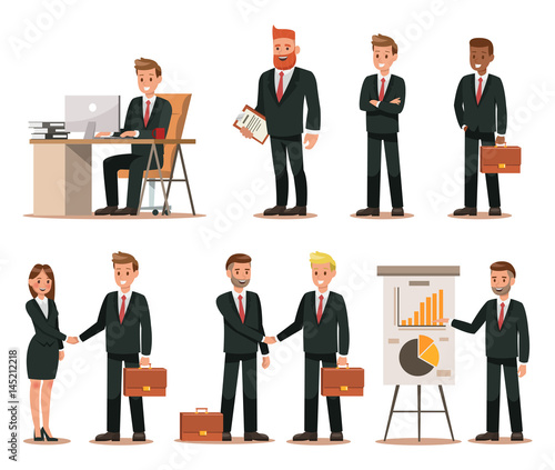 Set of business characters working in office. Vector illustration design No.4