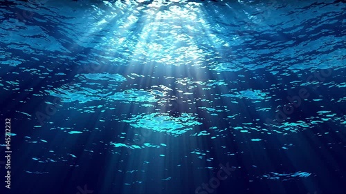 Oceanic 0209: Underwater light filters down through blue water (Loop).
