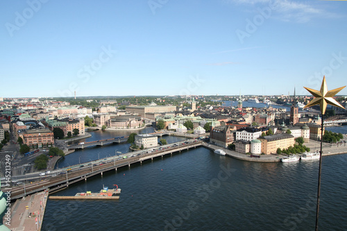 Fototapeta Naklejka Na Ścianę i Meble -  Stockholm view from townhall to Riddarholmen Palace and Parliament