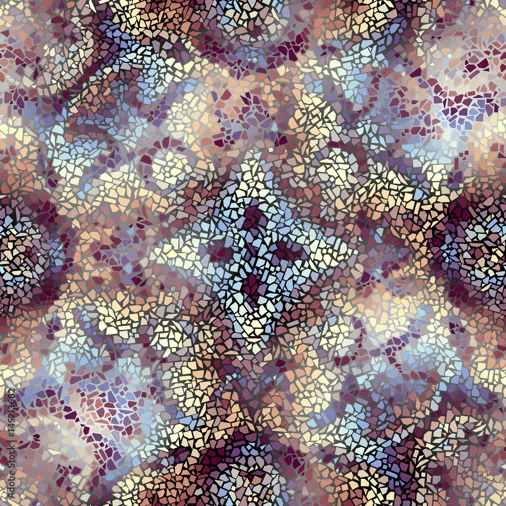 Fototapeta premium Seamless background pattern. Decorative geometric mosaic pattern on blur background.