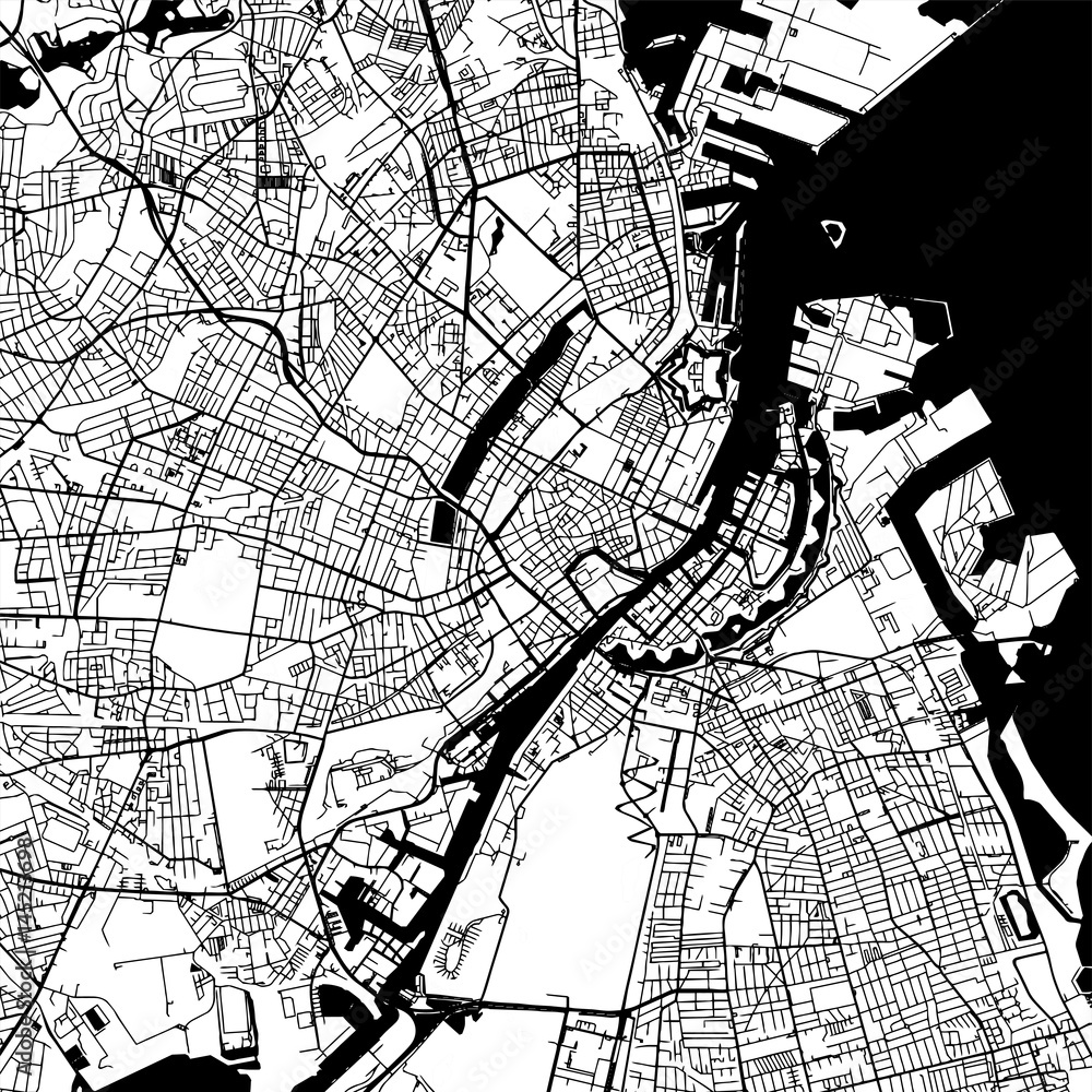 Fototapeta Copenhagen Denmark Vector Map