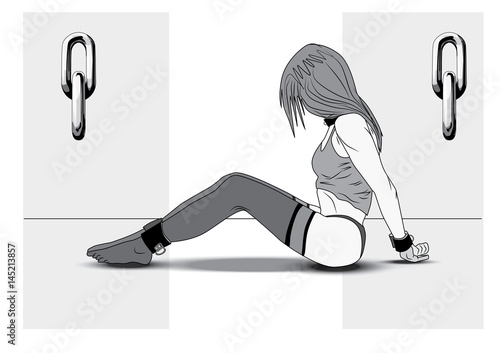 Slavegirl chained hands behind vector eps 10 file