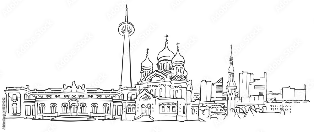 Tallinn Estonia Panorama Sketch