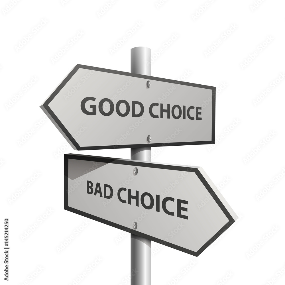 Column direction good bad choice. Vector illustration Column direction good bad choice. Vector illustration
