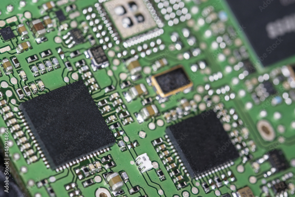 Electronic components and processor on a printed circuit. Electronic components and processor on a printed circuit.