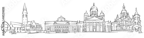 Helsinki Finland Panorama Sketch