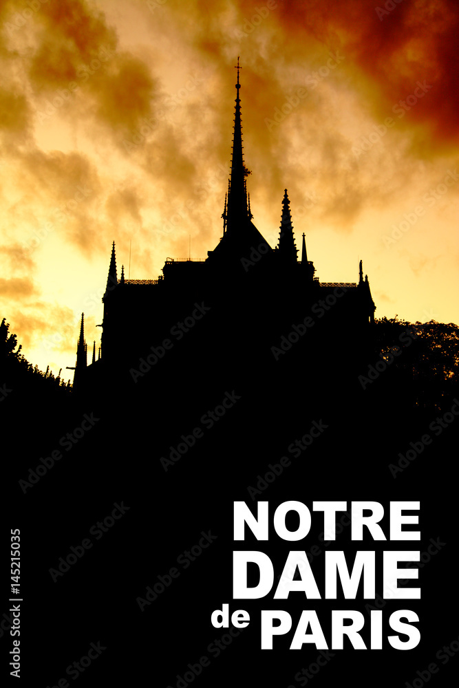 Silhouette of Notre Dame de Paris