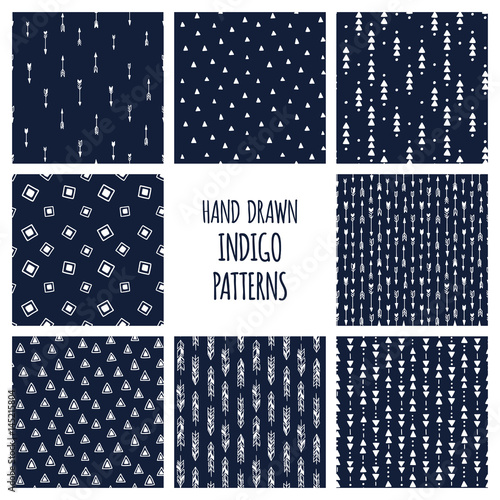 Set of hand drawn indigo bl...