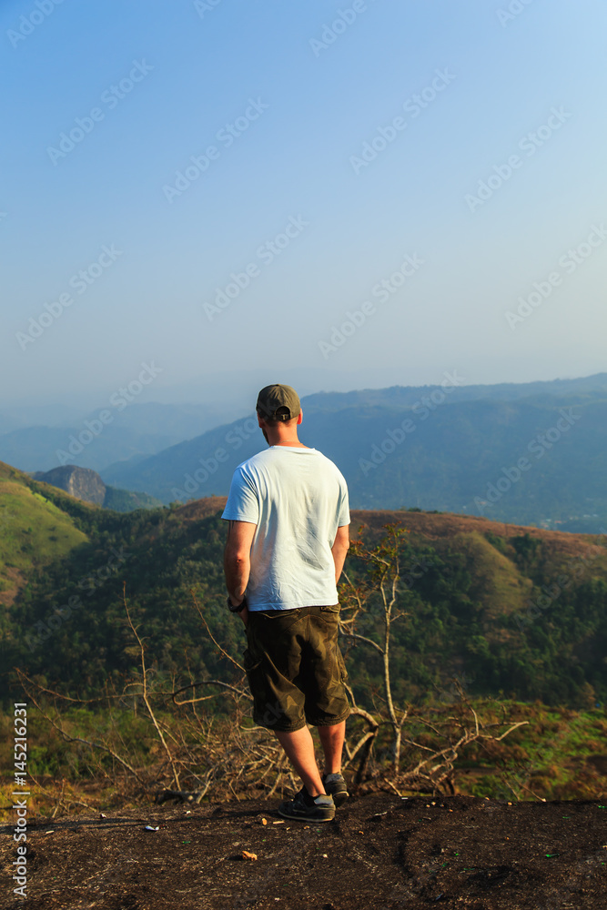 Tourist walk on the wild jungle. The concept of a healthy lifestyle. Tourist walk on the wild jungle. The concept of a healthy lifestyle.