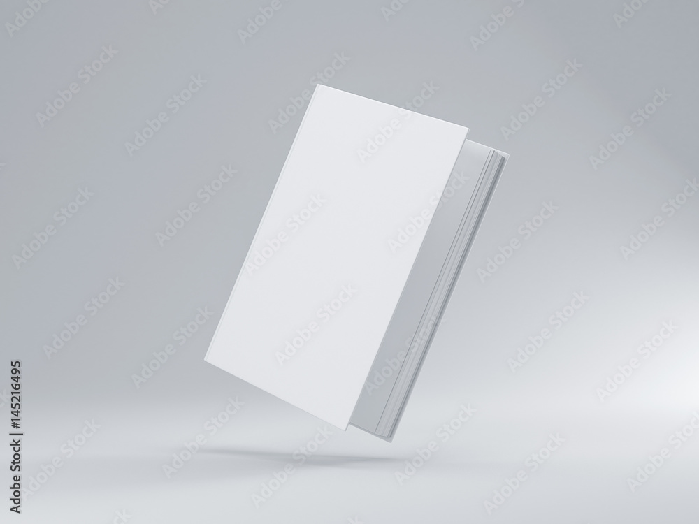 White Slightly open Book Mockup with hard textured cover, 3d rendering White Slightly open Book Mockup with hard textured cover, 3d rendering