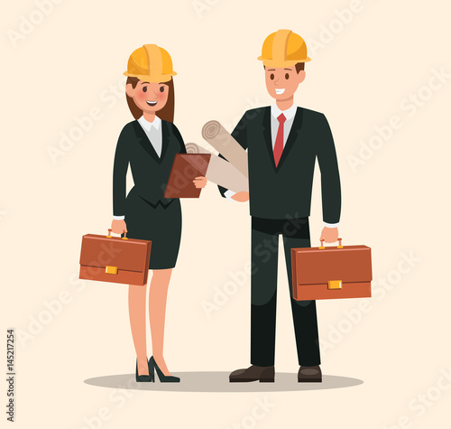 Engineer characters design. Professionals team.
