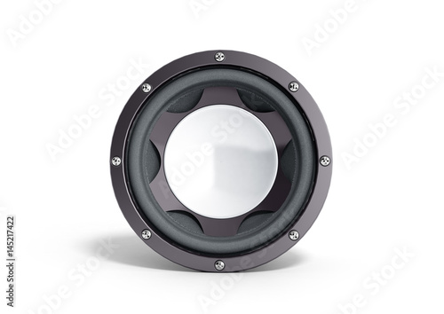 black loudspeaker 3d render on white background