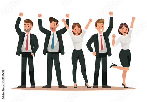 Success business man and girl character design.