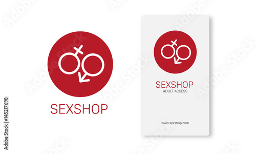 Cute Sex shop logo and badge design template. Sexy label - Adult store symbol.