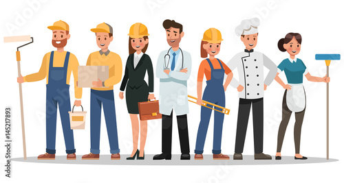 career characters design. Include painter, engineer, doctor and more.