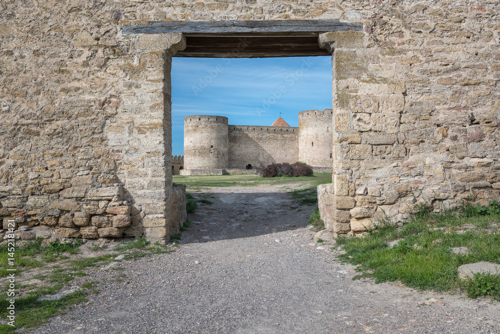 Ancient castle in summer. Ukrainian landmark Akkerman