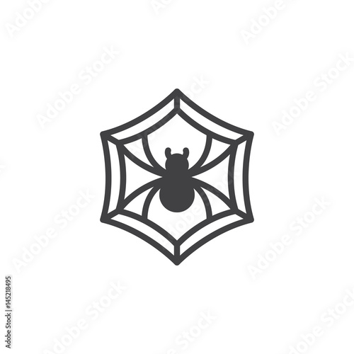 Spider on web icon vector, filled flat sign, solid pictogram isolated on white. Symbol, logo illustration. Pixel perfect