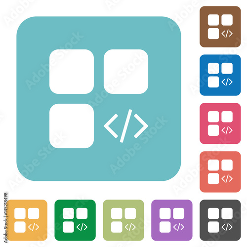 Component programming rounded square flat icons