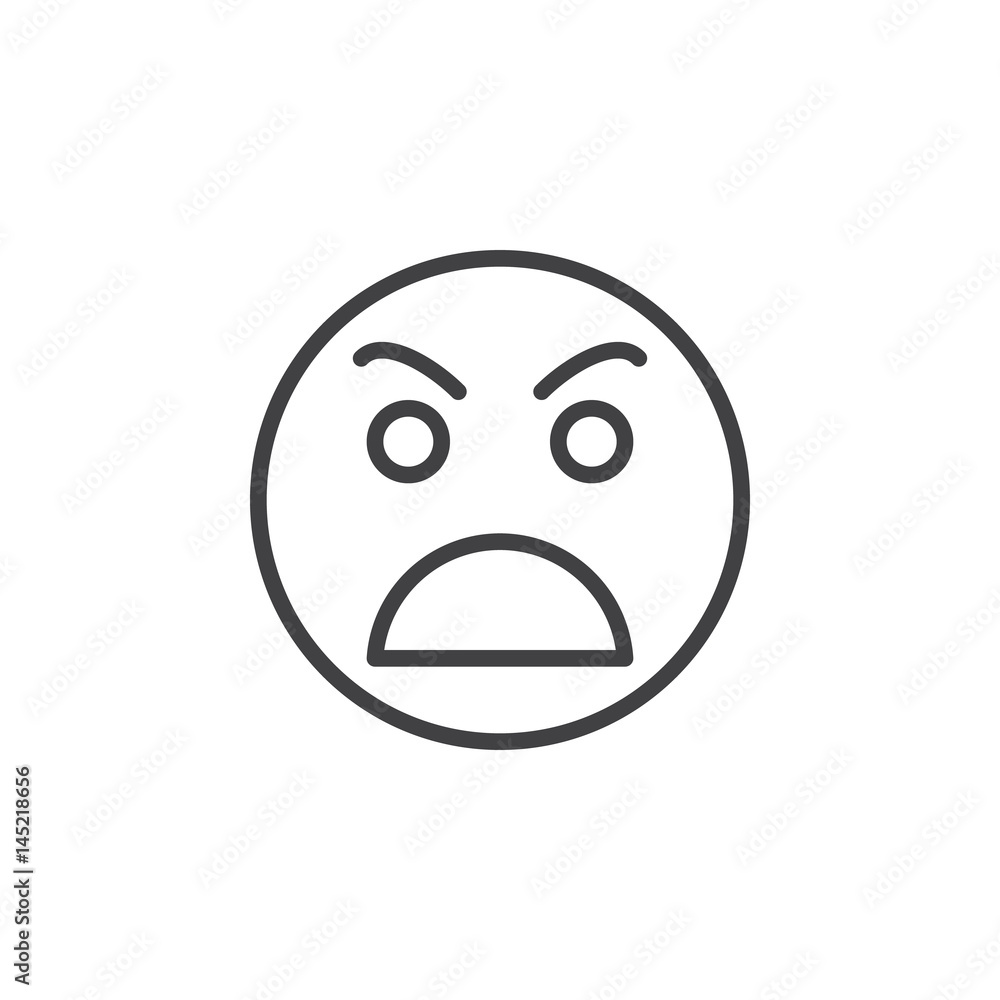 Grimacing angry face line icon, outline vector sign, linear style pictogram isolated on white. Awkward symbol, logo illustration. Editable stroke. Pixel perfect Grimacing angry face line icon, outline vector sign, linear style pictogram isolated on white. Awkward symbol, logo illustration. Editable stroke. Pixel perfect