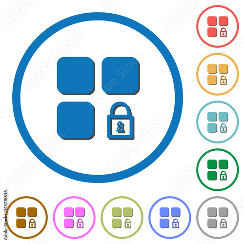 Lock component icons with shadows and outlines
