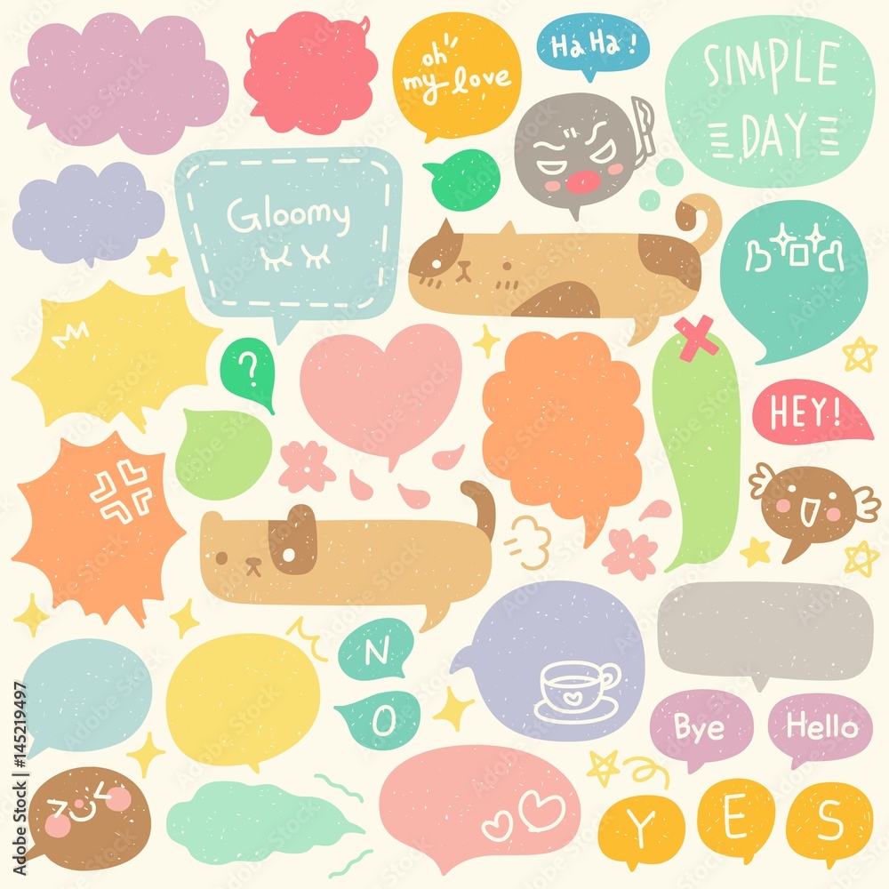 Set of Hand Drawn Speech and Thought Bubbles Doodle Set of Hand Drawn Speech and Thought Bubbles Doodle
