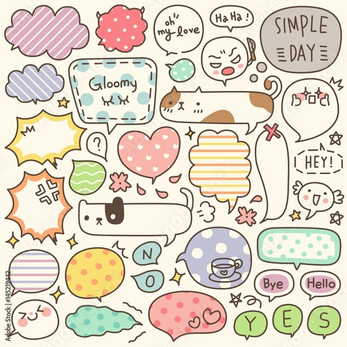Set of Hand Drawn Speech and Thought Bubbles Doodle