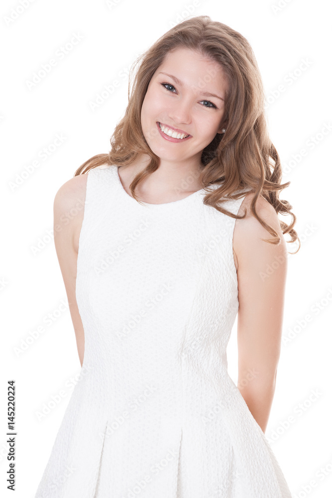 Attractive girl in white summer dress Attractive girl in white summer dress