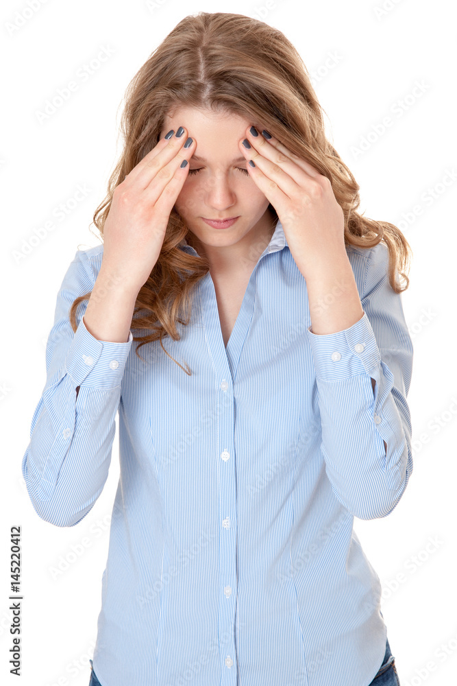 Young woman suffers from headache Young woman suffers from headache