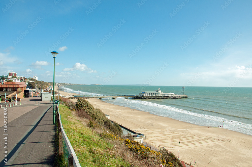 Bournemouth beach and pier in the summertime of Dorset, U.K.