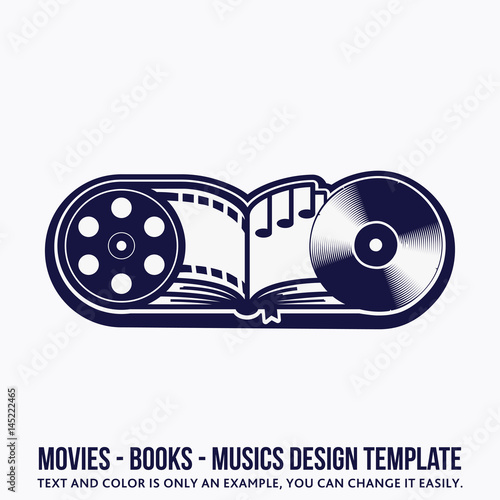 Music, books, movies design template. Vector and illustration.